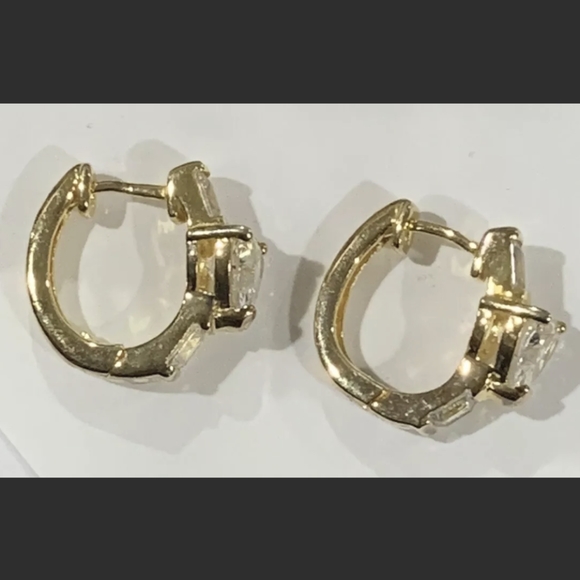 Sterling Silver Vermeil Huggies Hoop Earrings - Picture 3 of 7